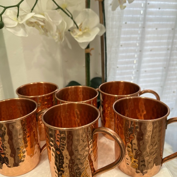 New without box Hammered Copper 100% solid copper Mugs 6 mugs total - Picture 7 of 13